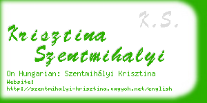 krisztina szentmihalyi business card